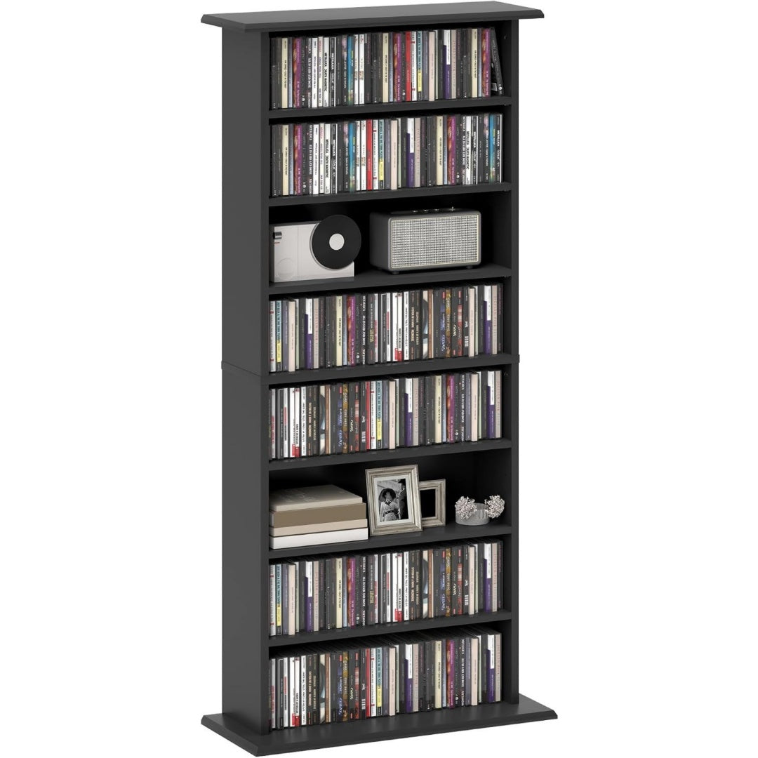 Stile raffinato porta cd e dvd modulari in legno salvaspazio nero